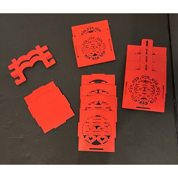 NEW 2 Red Chinese Candy Treat Favor Boxes Wedding Bridal Baby Shower New Year - Picture 6 of 7